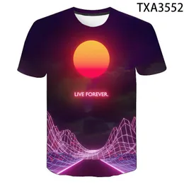 Herren T-Shirts Junge Mädchen Kinder Sommer T-Shirt Vaporwave 3D Gedruckt Coole Herren Kurzarm Lässige Damen Und Herren T-Shirt TopsHerren