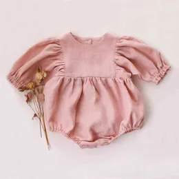 100% bomullsresor för 0-24m solid halva ärm Romper Jumpsuits en stycke vår sommar söt nyfödda flicka kläder g220510