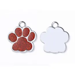 Personalized Engraving Dog Paw Shape Pendant Stainless Steel Cats Dogs Tags Pet Memorial Gift Jewelry Keepsake Prevent Loss