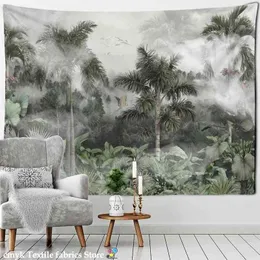 Tropical Botanical Garden Tapestry Wall Hanging Bohemian Style Natural Scenery Palm Tree Wall Art Aesthetic Decor J220804