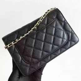 Kvinnor Designer av högsta kvalitet Classic Wallet On Chain Caviar WOC Bag Grained Shiny Calfskin Crossbody Bags Shoulder Purse 33814 Flap 275G