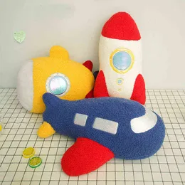 Simulation Sea Land And Airplane Submarine Rocket Plush Toy Cartoon Cosmic Pillow Filled Soft Dolls For Children Boys Gifts J220704