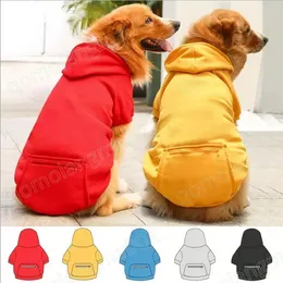 Vestiti per animali domestici Felpa con cappuccio invernale calda per cani di grossa taglia con tasca con cerniera Cucciolo Tinta unita Giacca per cani Forniture XS-5XL 5 colori