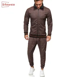 Siteweie Men's Sportswear Defina a primavera de outono de outono masculino casual masculino calças de 2 peças de 2 peças de traje esportivo masculino G416 201210