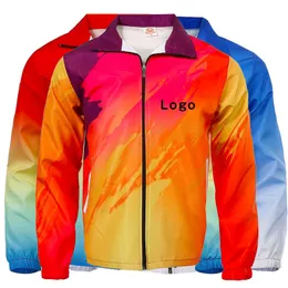 Zipper Windbreaker Gradient Jacket Men Fashion Coats Tops Imprimir sua imagem como imagem masculina fina blusas 220713