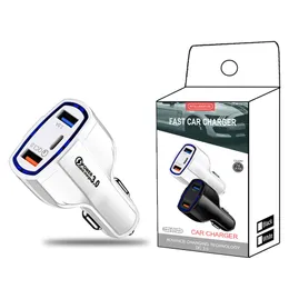 3 порта PD USB-C Type C Fast Quick Charge QC3.0 3.5A Car Charger для iPhone Samsung Huawei Xiaomi ios Android Phone Universal
