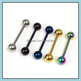 Tongue Rings Body Jewelry 316L Stainless Steel Piercing For Women Barbell Shiny Metal Ball Piercings Bar Cute Dzrse