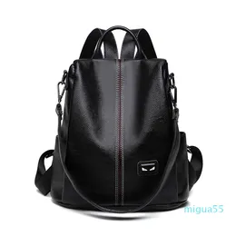 Fashion handbags women's lychee pattern soft leather trend anti-theft backpack school bag multi-purpose travel bags