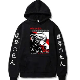 Slutsäsongattack på Titan Print Men Hoodies Sweatshirt Mikasa Ackerman Streetwear Pullover Hoody 22H0812