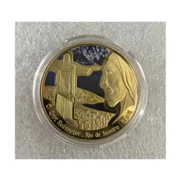 Brasilien Rio Landmark Jesus Christianity Commemorative South America Lucky Souvenir Coin.cx