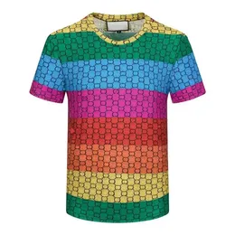 Mens Designers Camisetas Manga Curta Carta de Corpo Inteiro Imprimir Top Homens Casual T-shirt Multi Color Estilo Arco-íris G Impressão Streetwear Top Camisa de Marca de Luxo