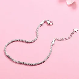 Sterling silver charm armband för kvinnor flickor bröllop engagemang bijoux femme stjärna form gåva älskade söta smycken länk kedja inte22