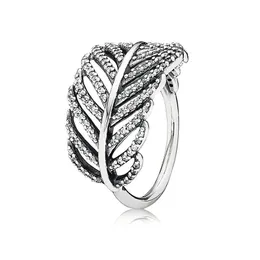 925 Sterling Silver Light As Feather Rings Cz Diamond Women Wedding Jewelry Original Box For Pandora Ring Set