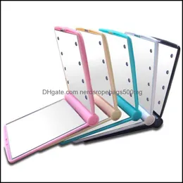 Mirrors Home Decor Garden Led Cosmetic Mirror Abs Folding Solid Color With Light Lamps Women Lady Makeup Pocket Portable Compact 8 08Jl M2