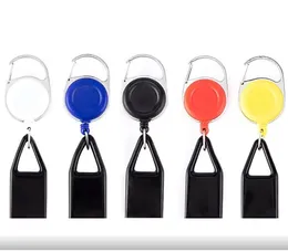 Premium Colorful Rubber Lighter Sheath Case Smoking Accessories tool Plastic Leash Clip to Pants Retractable Reel Metal Keychain Holder