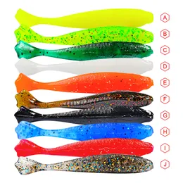 100Pcs/Kit hot 10 color soft jelly lure drop shot fishing tackle bait jig paddle tail sinking silicone fishing lures shad 7cm 2g K1642