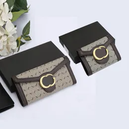 Vintage män kvinnor läder plånbok pengar klipp korthållare handväska dubbel bokstav plånböcker designer myntpåse med låda
