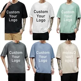 Хлопок негабаритный T Рубашки сделайте ваши дизайнерские картинки или текстовые сообщения пользовательские мужчины, женщины, напечатанные оригинальные подарки для друзей 220614