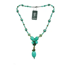 Pendant Necklaces Original Handmade Blue Stone Necklace Bohemian Style Flower Long Crystal & Alloy For Beach Tourist