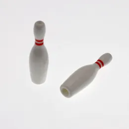 Mini rökning bärbar vit keramik bowling boll pipes filter torr ört tobak cigaretthållare munstycke catcher Taster One Hitter Quartz Bat Tips DHL