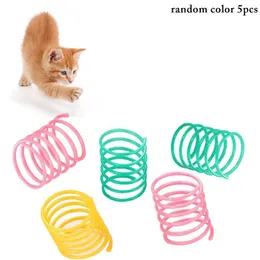 Cat Toys 5pc/Set Spring Plastic Colorful Interactive Spiral Kitten Scratch Gatos Toy Suction Pet Supplies
