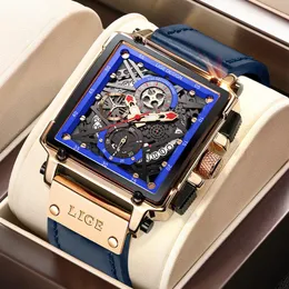 Wristwatches Men Watches Top Hollow Square Sport Watch For Fashion Leather Strap Waterproof Quartz WristWatchWristwatches WristwatchesWristw