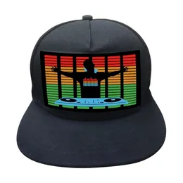 Unisex Light Up Sound Activated Baseball Cap DJ LED -blinkande hatt med avtagbar skärm för Party Cosplay Masquerade 220527