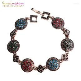 Link Chain Ancient Rose Gold Vintage Bracelets For Women Colorful Rhinestone Bohemian & Bangles Pulseras Mujer Moda 2022Link Lars22