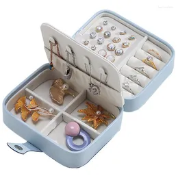 Universal Jewelry Organizer Display Travel Case Boxes Portable Box Button Leather Storage Zipper Jewelers#G35