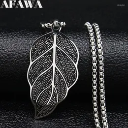 Pendant Necklaces Leaf Stainless Steel Chain Necklace Women Silver Color Pendants Jewelry Acero Inoxidable Joyeria Mujer N564S02Pendant Sidn