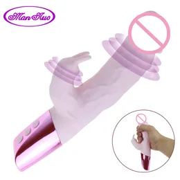 Realist Dildo Rabbit Vibrator Dual Vibration G-Spot Massager Vagina Clitoris Sexiga leksaker för kvinnlig kvinnlig Masturbator Uppladdningsbar