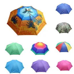 Fishing umbrella 9 colors creative personality outdoor activities elastic band light rain hat umbrella SN3362