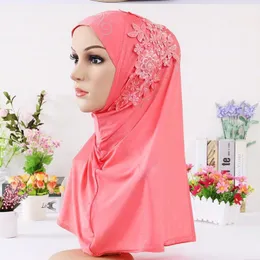 الملابس العرقية H027 جميلة Gilrs كبيرة الحجاب المسلمة مع الدانتيل والأحجار وشاح الإسلام شال القبعة قبعة Armia سحب على غلاف رمضان هدية