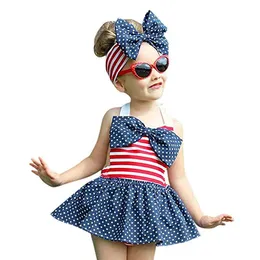 2018 Neonate Abiti bandiera americana INS bambini Strisce stelle abiti Boutique estiva Set di abbigliamento per bambini