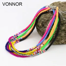 Chokers Kobiety Naszyjnik wielokolorowy polimer Clay Choker Kobiet boho surfer koraliki kołnierzy ręcznie robiące biżuteria prezenty Sidn22