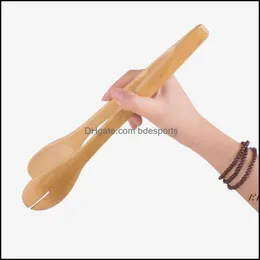 Other Bakeware Kitchen Dining Bar Home Garden Large Bamboo Food Toaster Tong Bamboos Salad Cake Snack Clip Grip Bread Bbq Tongs Kitchen P