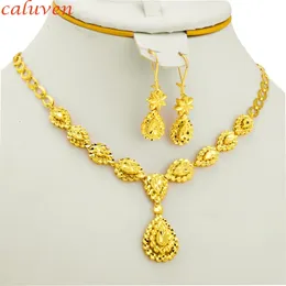 Ethiopian Jewelry Gold Color sets for Bride Arab Africa Gifts for Women Wedding Necklace/Earrings 201222