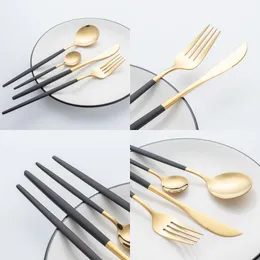 24 pezzi di stoviglie in oro set di posate da tavolo da tavolo da tavolo 410 posate in acciaio inossidabile posate occidentale cucina cucina cucchiaio set set di cena Seaway T9I001896