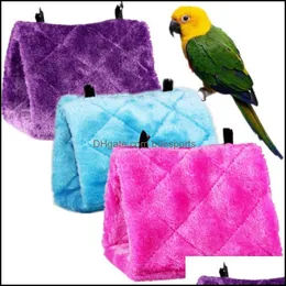 Bird Cages Flannel Hamster Nest Parrot Grackle Myna Winter Honey Bag Glider Warm Cotton Triangar Hammock Cage Drop Delivery 2021 Supplies Pe