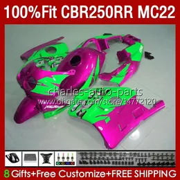 Iniezione MC22 250CC Per HONDA CBR250 CC Rosa Verde CBR 250RR 250 RR 90 91 92 93 94 95 1996 1997 1998 1999 131No.232 CBR250RR 1990 1991 1992 1993 1995 96 97 9 8 99 Carenatura