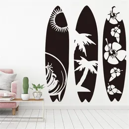 Large Set of 3 Surfboard Wall Sticker Bedroom Living Room Summer Beach Surf Board sport Wall Decal Kids Room Children Room Vinyl T200601