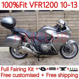 Corpo de injeção para Honda VFR1200F Crosstourer VFR 1200 RR CC F 10-13 15NO.73 VFR1200X VFR-1200 VFR1200 10 11 12 13 VFR1200RR 2012 2012 2012 2013 OEM Fairing Glossy Silver Silver