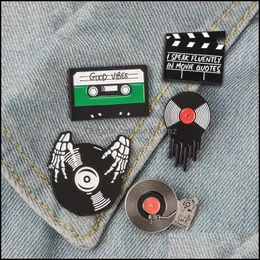 Pins Broschen Schmuck Punk Musikliebhaber Emaille Pin Good Vibes Tape DJ Schallplattenspieler Abzeichen Brosche Revers Jeans Hemd Cool Gothic