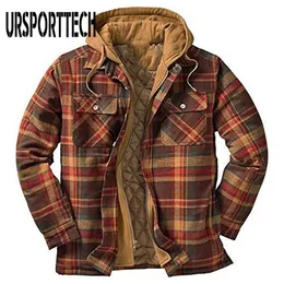 Chemise d'hiver hommes Plaid polaire coton décontracté chemises à manches longues surdimensionné 5XL vêtements d'extérieur épais chaud hommes Chemise à capuche Chemise Homme 220326