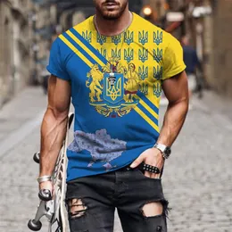 Ukraine Flagge Herren 3D Druck T-shirt Mode Retro Harajuku Rundhals Casual Persönlichkeit Lose Übergroßen Sommer 220607