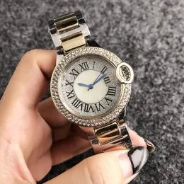 Pełna marka zegarki na rękę kobiety dziewczyna kryształowe cyfry rzymskie styl metalowy pasek stalowy zegar kwarcowy CA07