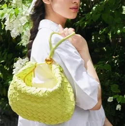 2022 New Trendy Leather Metal Ball Woven Bag Portable Shoulder Armpit Knotted Bags Fashion Women Tote Retro Handbag Dumpling Bags