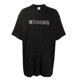 New Vetements Bling T shirts Men Women 1 1 High Quality Flash Drilling Mosaic Vetements Top Tees Fashion Autumn Vtm t Shirt G220429