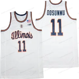 Nikivip Ayo Dosunmu Illinois Fighting Illini College-Basketballtrikot, Herren, komplett genäht, Weiß, Top-Qualität, Größe S-XXXL