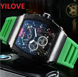 Relogio Masculino 43mm Esportes Militares Estilo grande Homens Ratina moda Squeleto Dial Dial Silicone Quartz Movimento masculino Presidente clássico Relógio Montre de Luxe